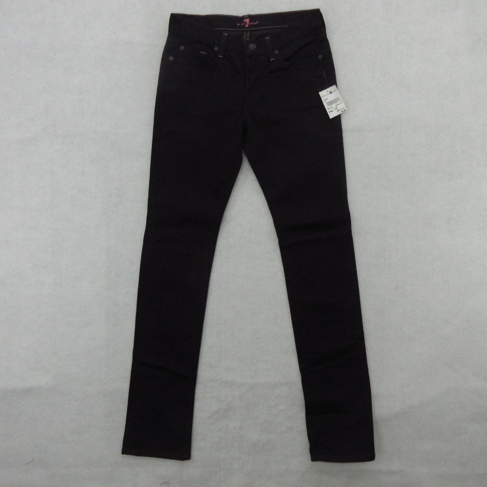 7 For All Mankind Jeans Girls 14 Black Slim Skinny Stretch Denim Pants New